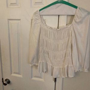 Harper White Shirred Shirt